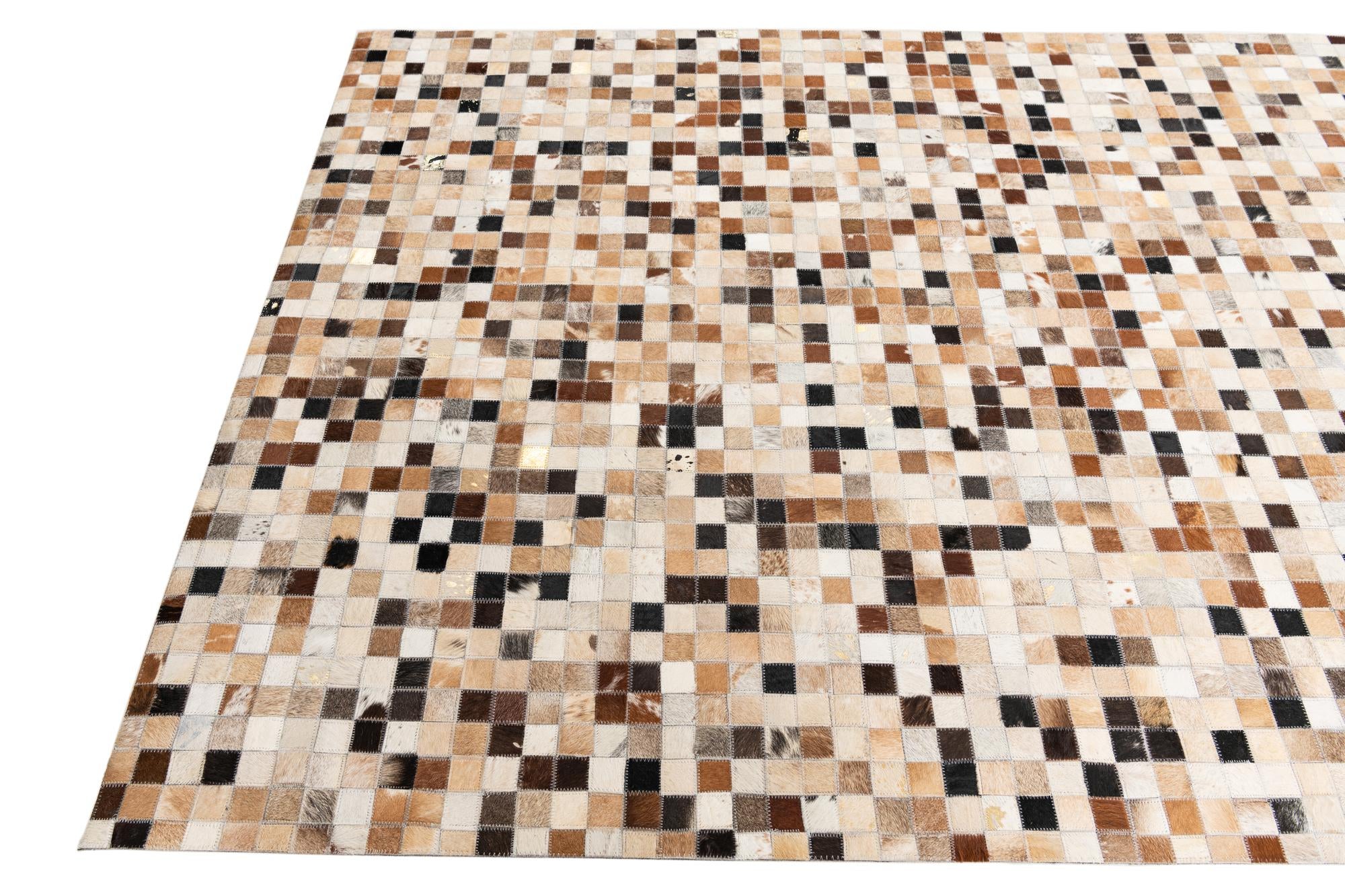 5' x 7' 10 Cowhide Leather Rug