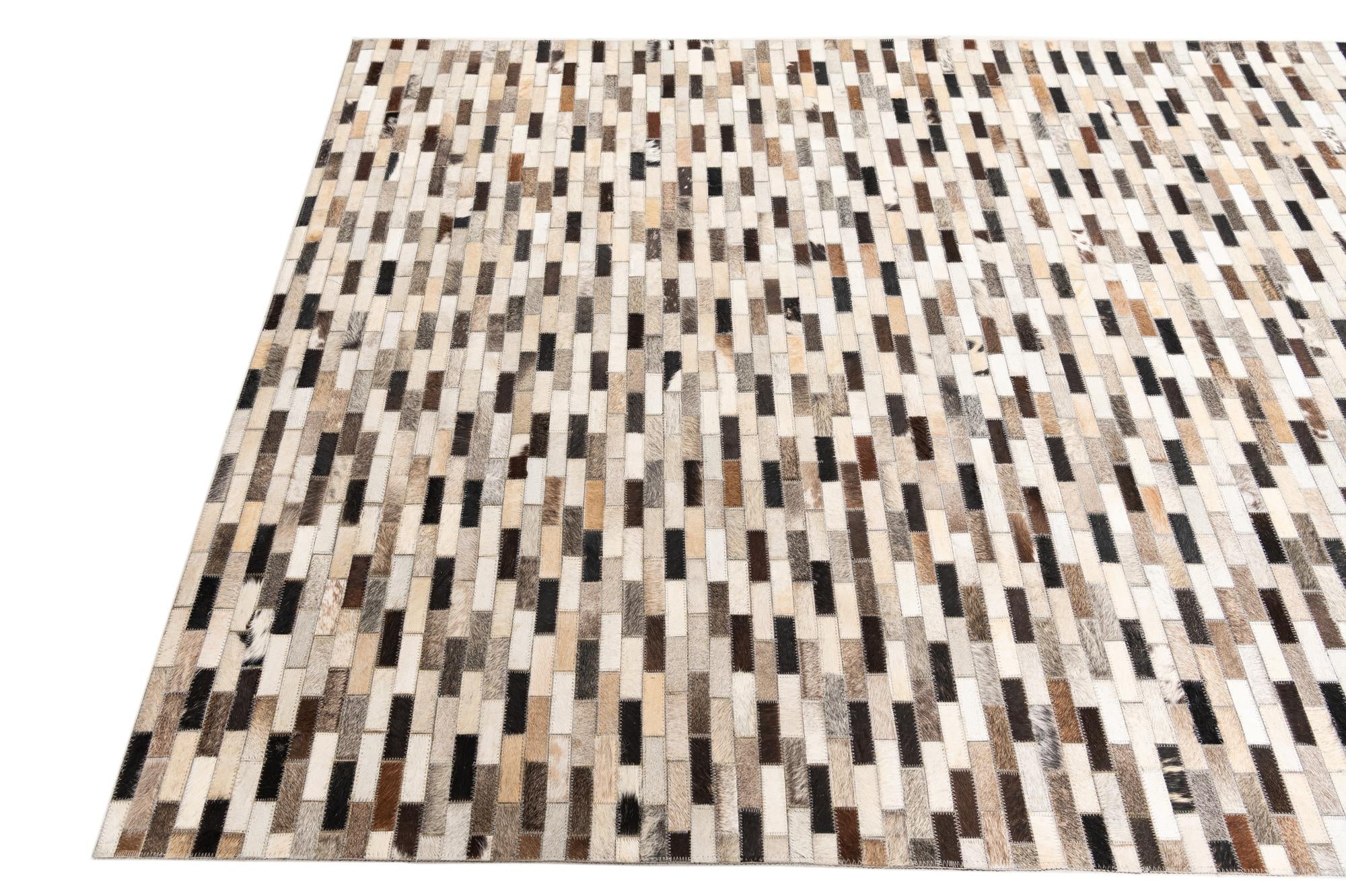 5' x 7' 9 Cowhide Leather Rug