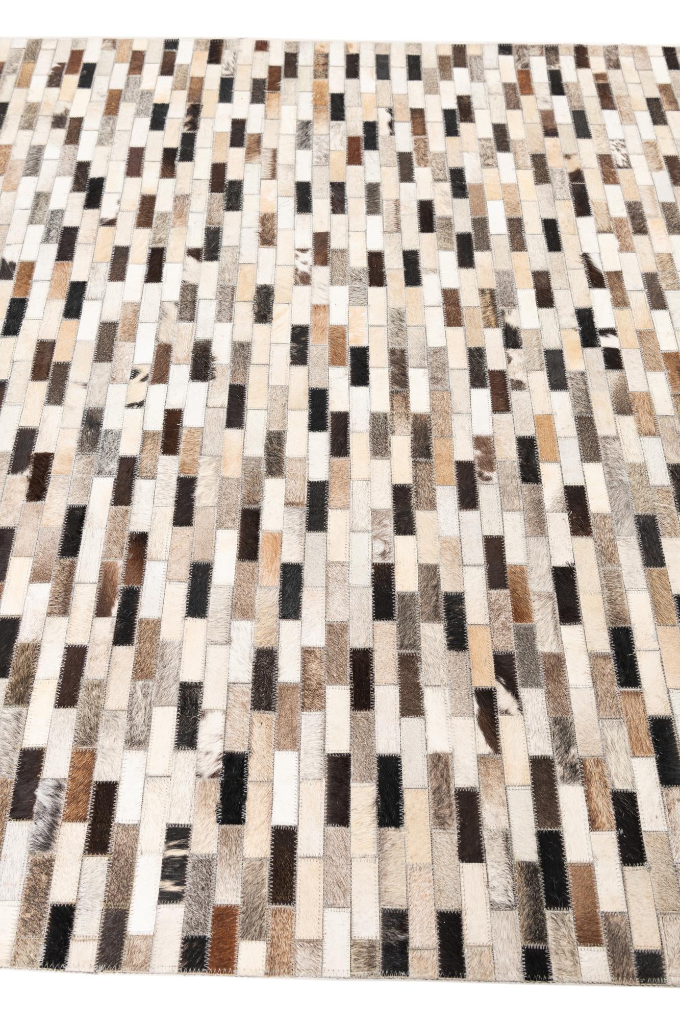 5' x 7' 9 Cowhide Leather Rug
