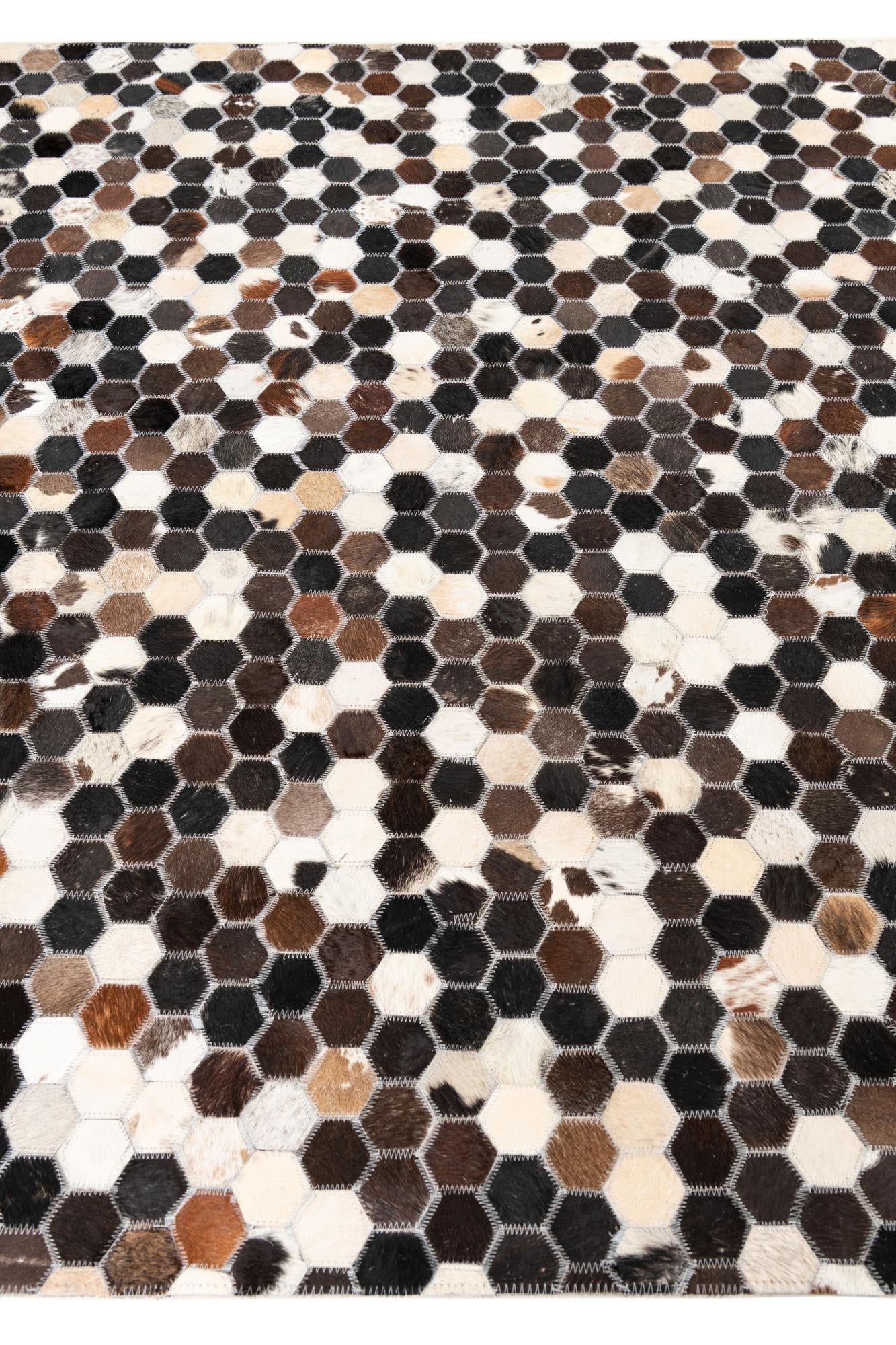 5' x 7' 8 Cowhide Leather Rug