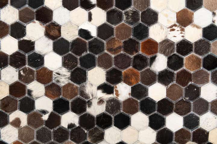 5' x 7' 8 Cowhide Leather Rug