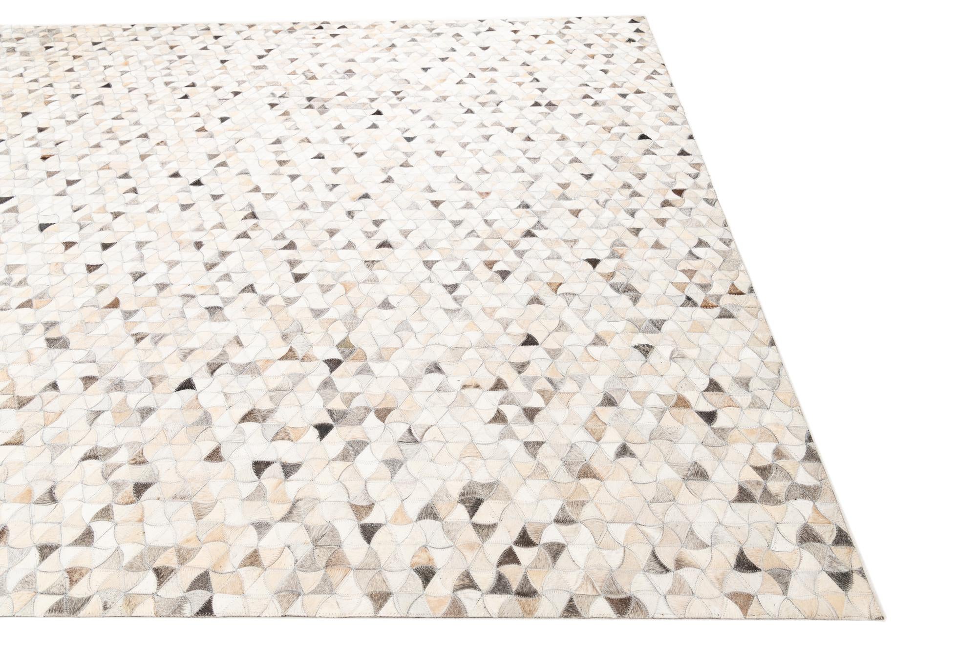 7' 10 x 9' 9 Cowhide Leather Rug
