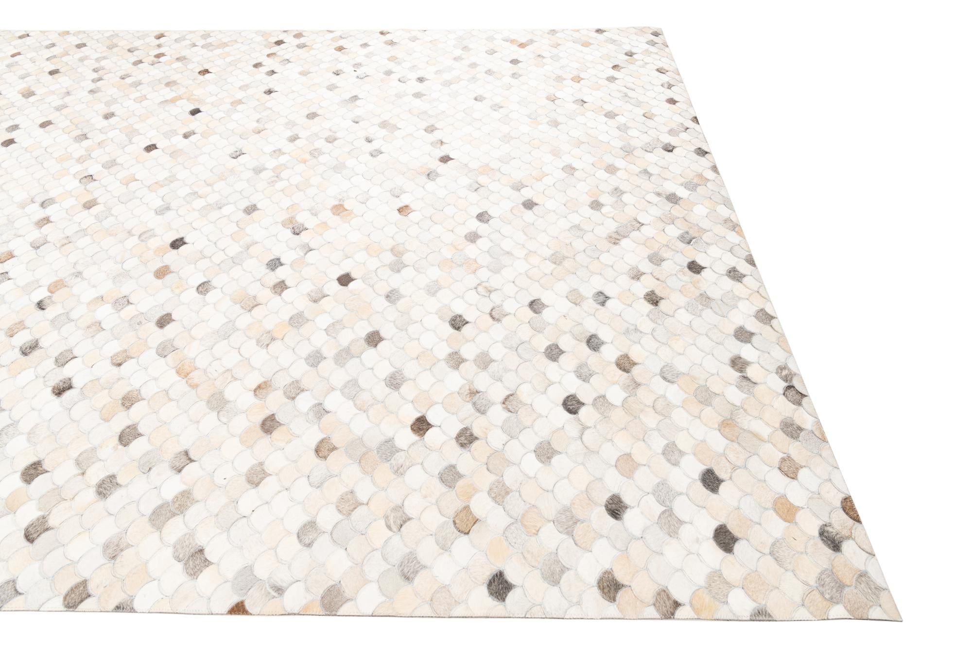 8' 2 x 9' 10 Cowhide Leather Rug