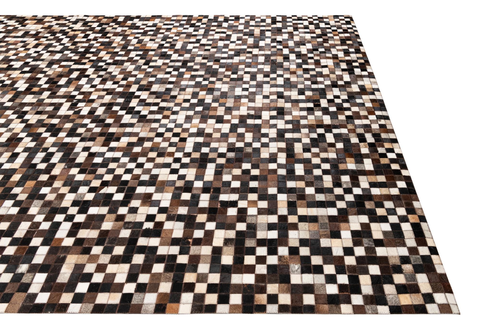 8' x 10' Cowhide Leather Rug
