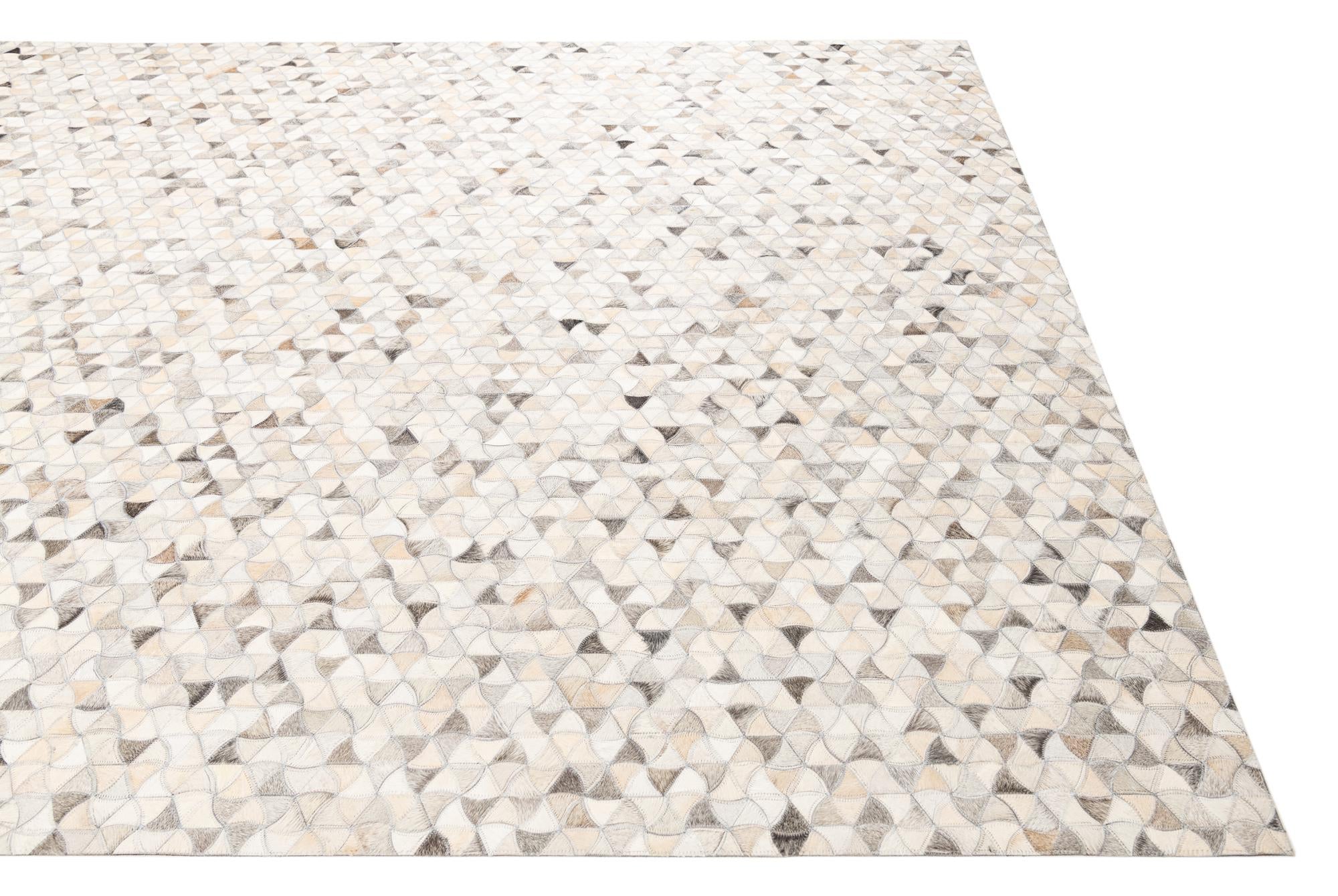 8' x 9' 10 Cowhide Leather Rug