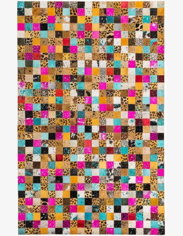 5' 1 x 8' Cowhide Leather Rug