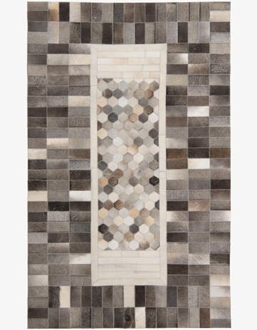 4' 10 x 7' 9 Cowhide Leather Rug