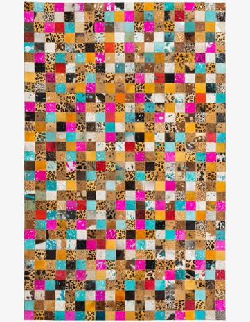 5' 1 x 8' 1 Cowhide Leather Rug