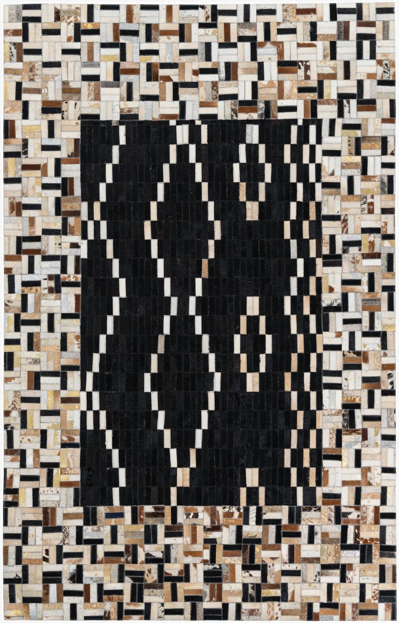 5' x 7' 10 Cowhide Leather Rug