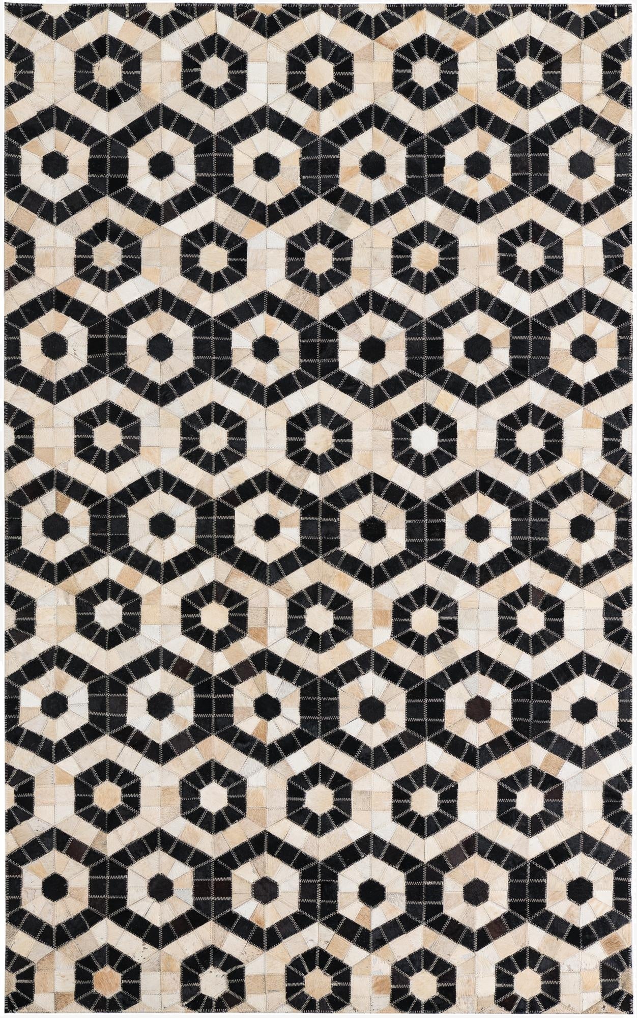 4' x 6' 3 Cowhide Leather Rug