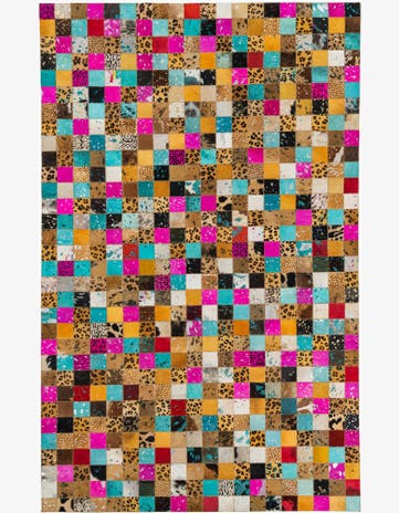 5' 1 x 8' 1 Cowhide Leather Rug