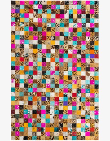 5' 1 x 8' Cowhide Leather Rug