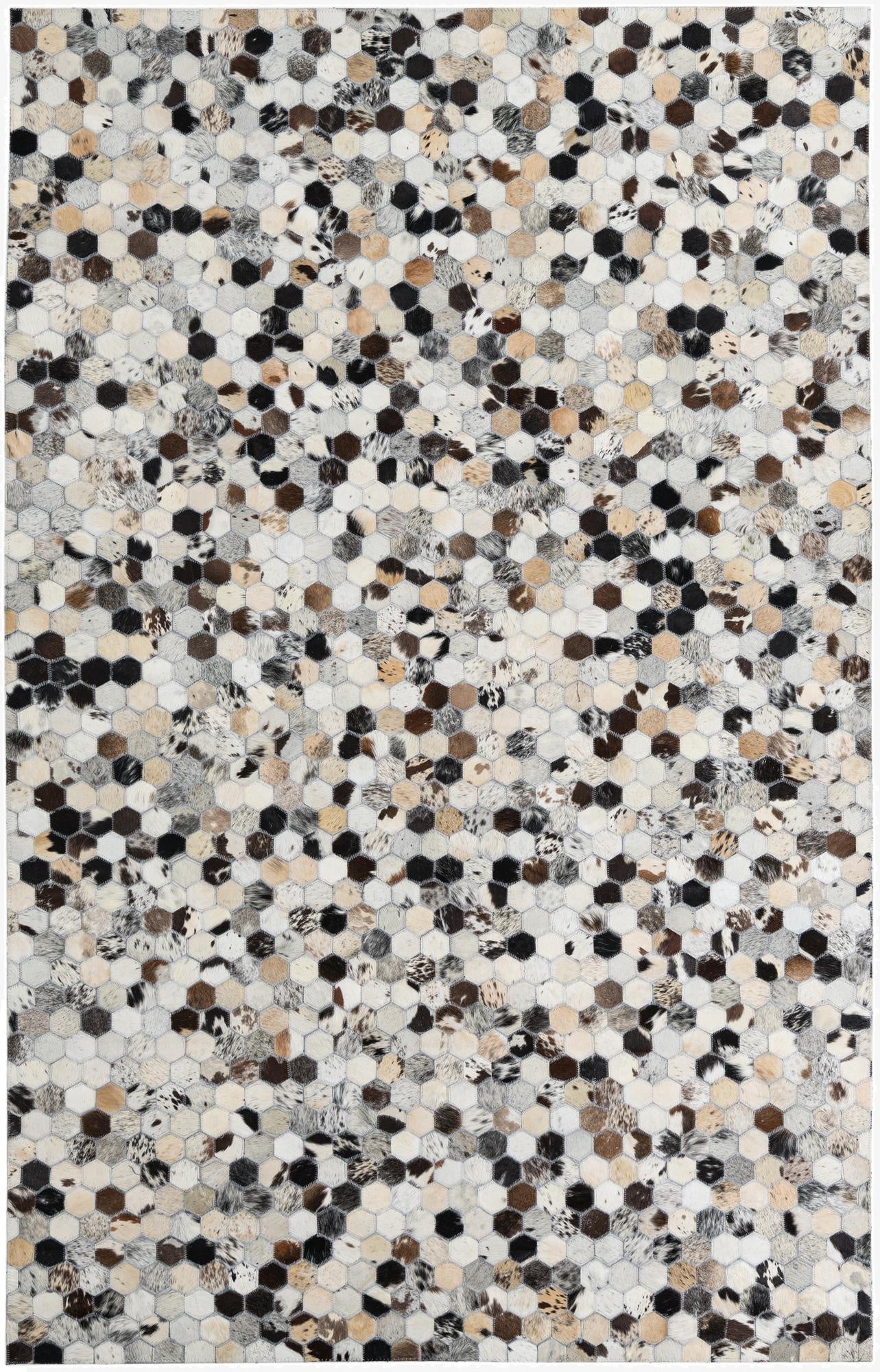 5' 1 x 7' 10 Cowhide Leather Rug