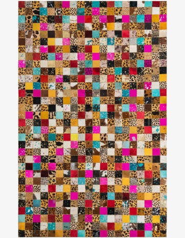 5' 1 x 8' 1 Cowhide Leather Rug