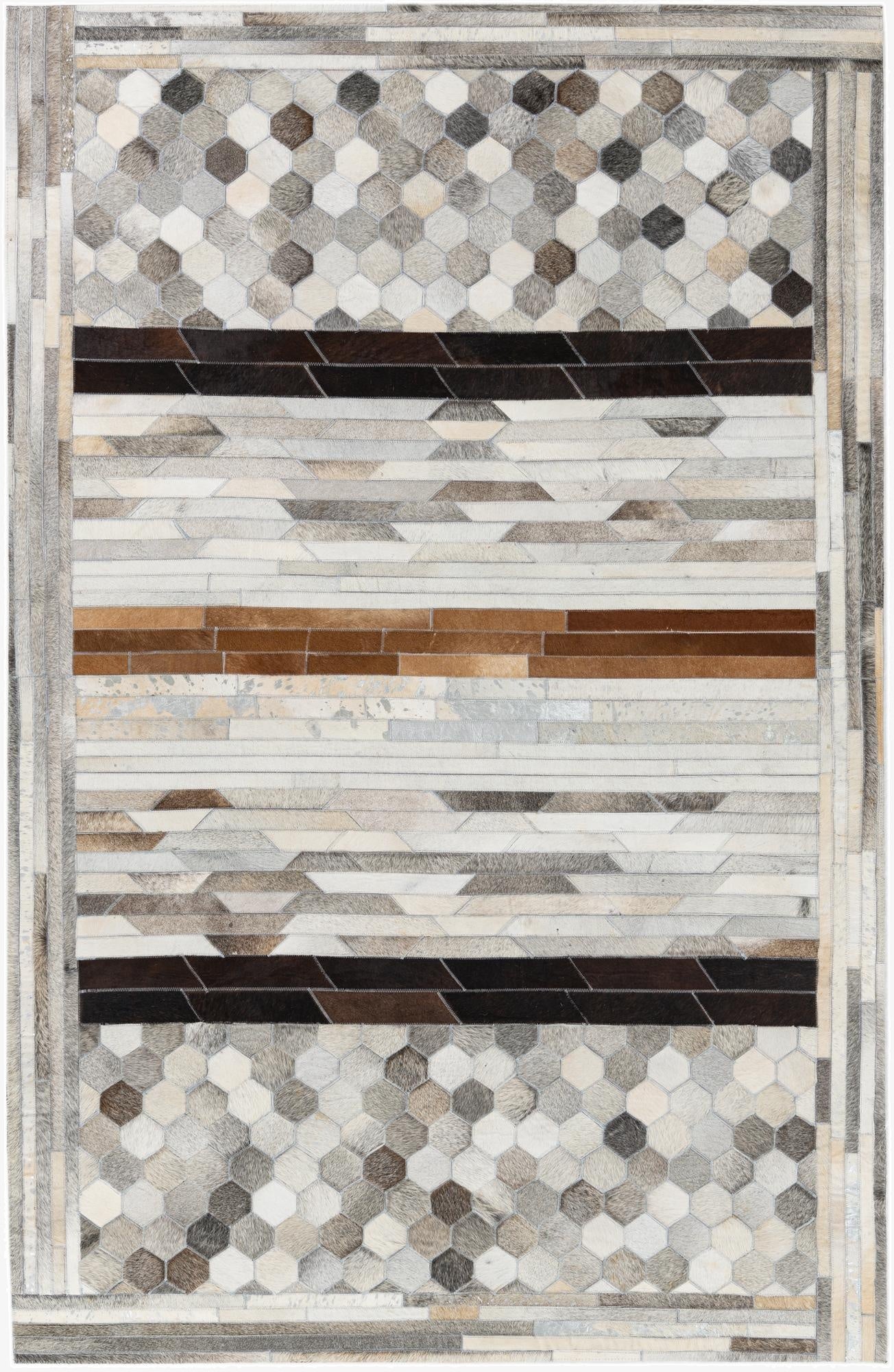 5' x 7' 9 Cowhide Leather Rug