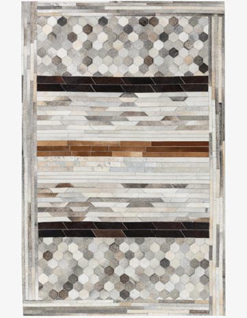 5' x 7' 9 Cowhide Leather Rug