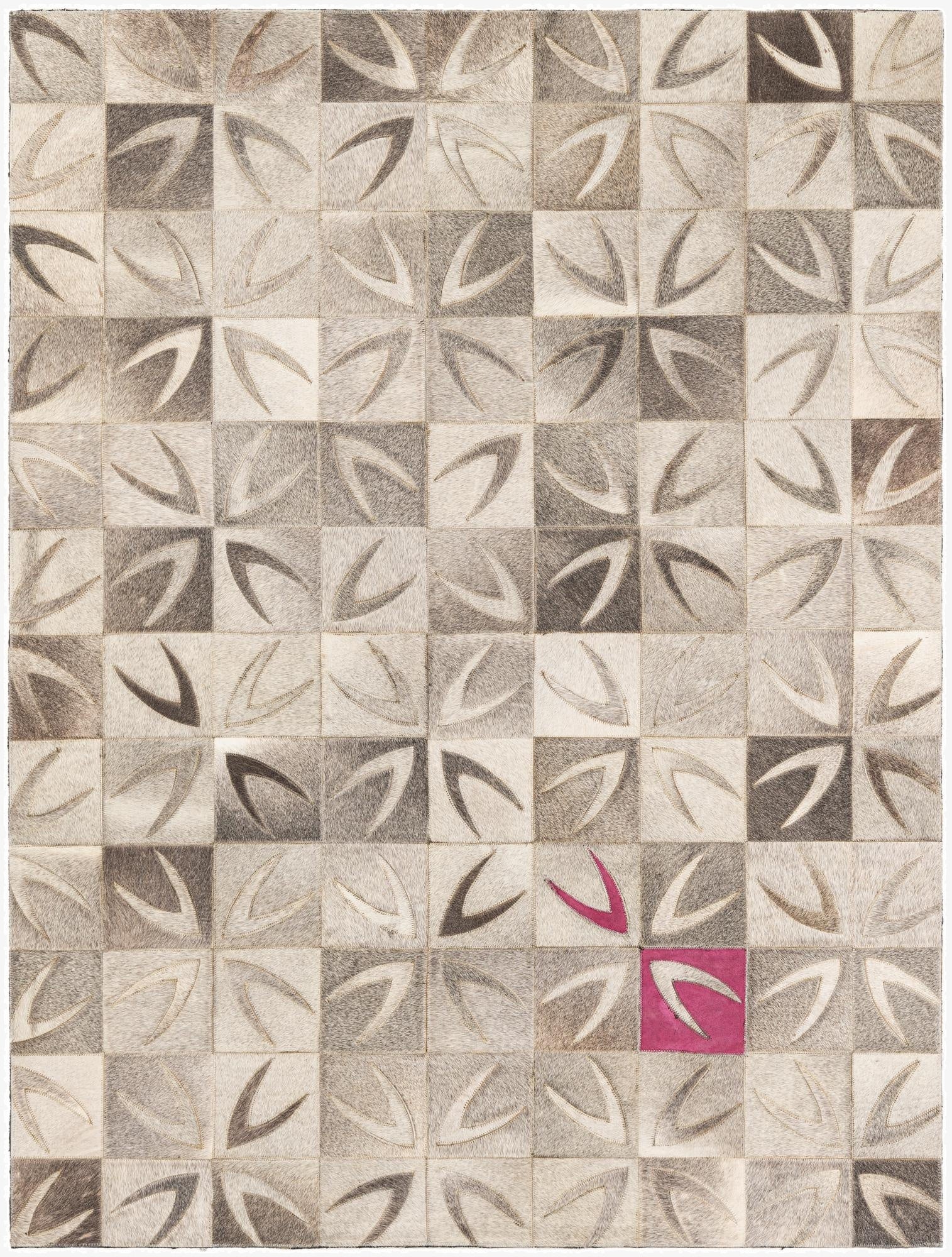 4' 6 x 6' Cowhide Leather Rug