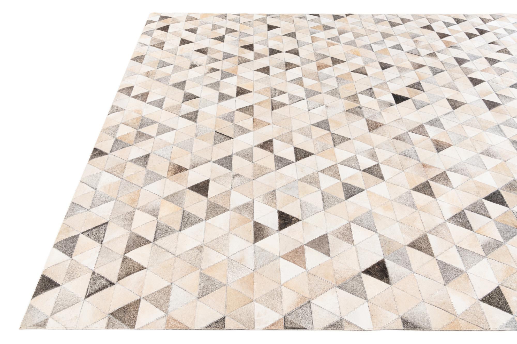 7' 11 x 10' Cowhide Stocks Rug