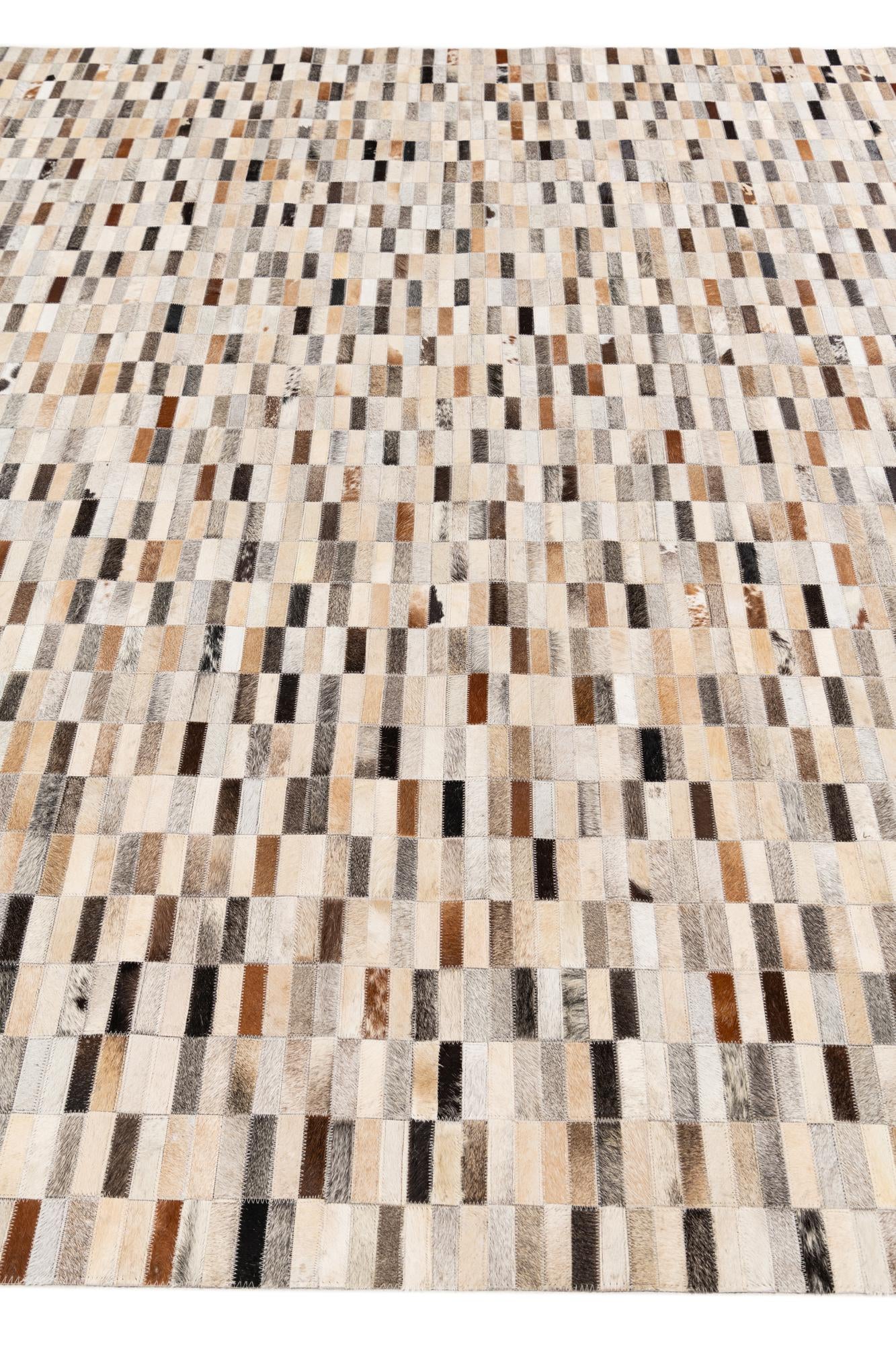 7' 11 x 9' 10 Cowhide Stocks Rug