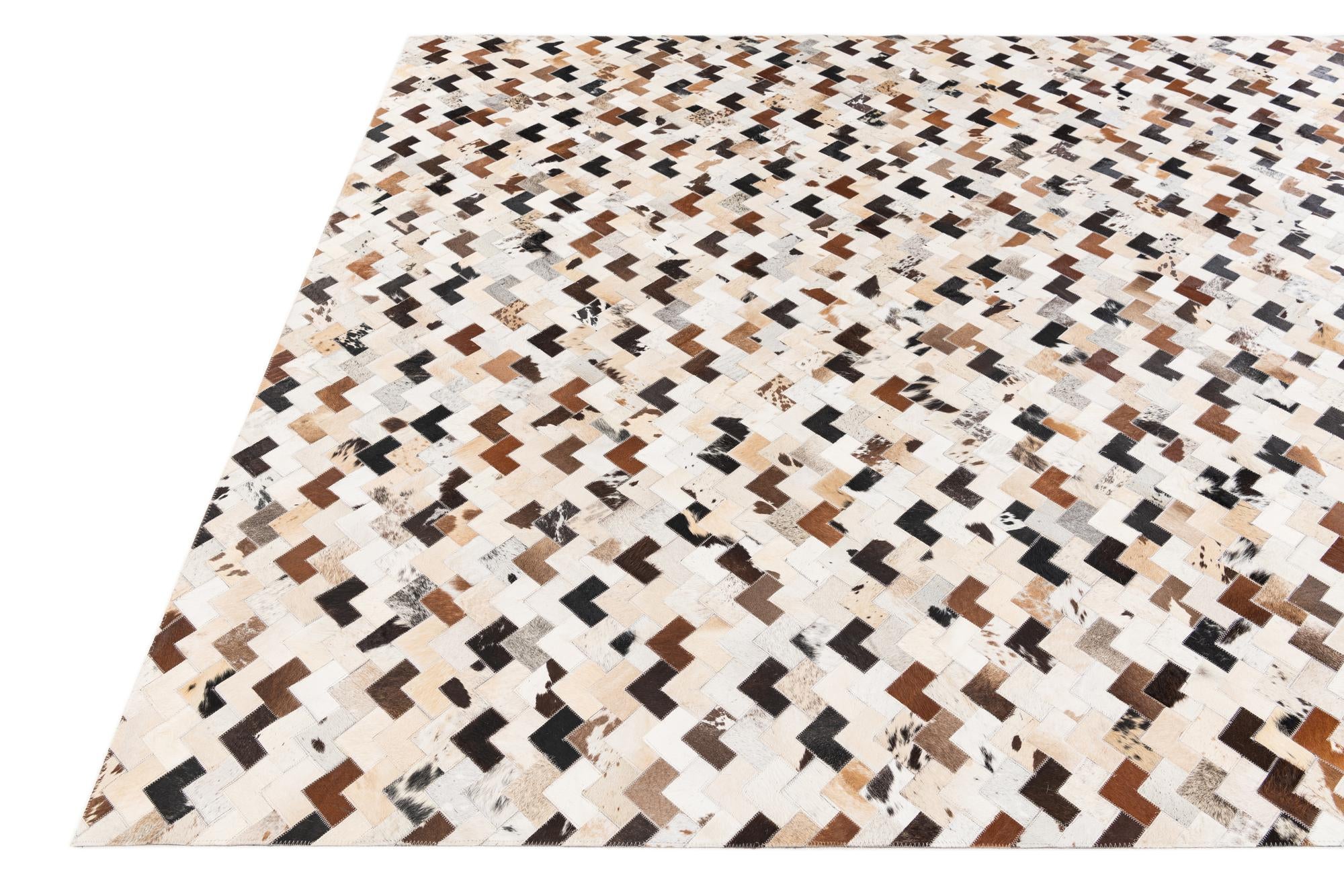 7' 11 x 9' 11 Cowhide Stocks Rug