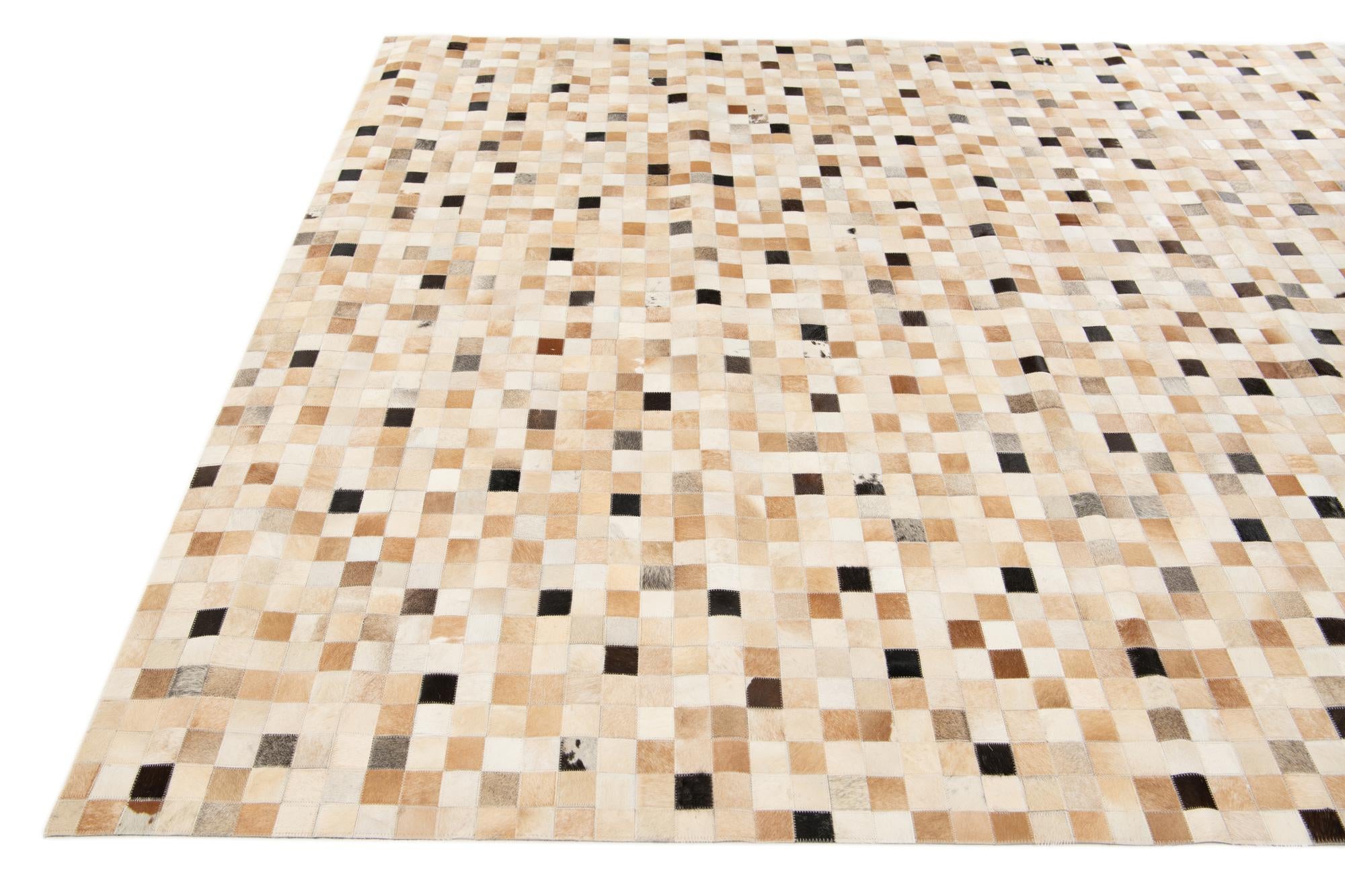7' 11 x 9' 10 Cowhide Stocks Rug