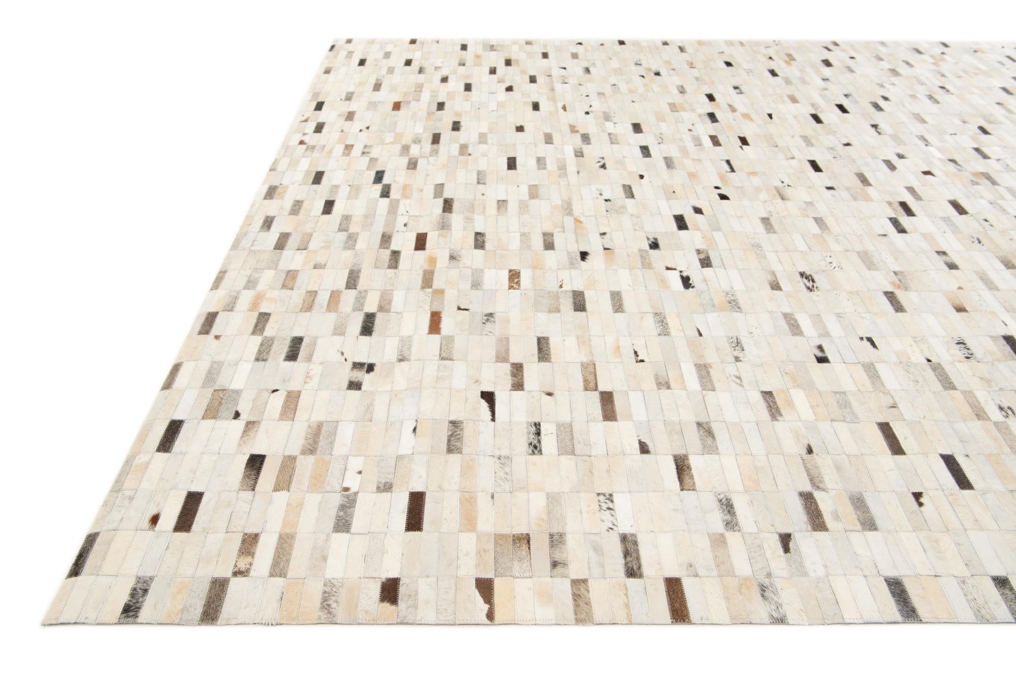 7' 11 x 9' 9 Cowhide Stocks Rug
