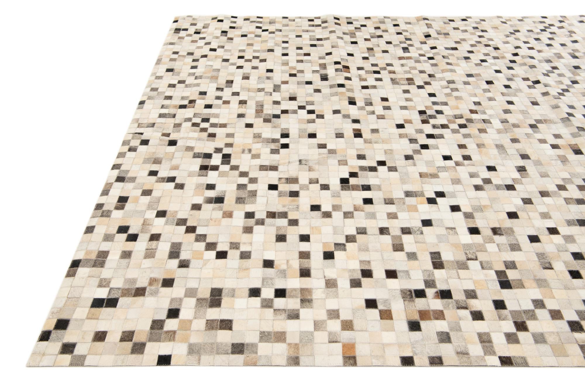 7' 11 x 9' 10 Cowhide Stocks Rug