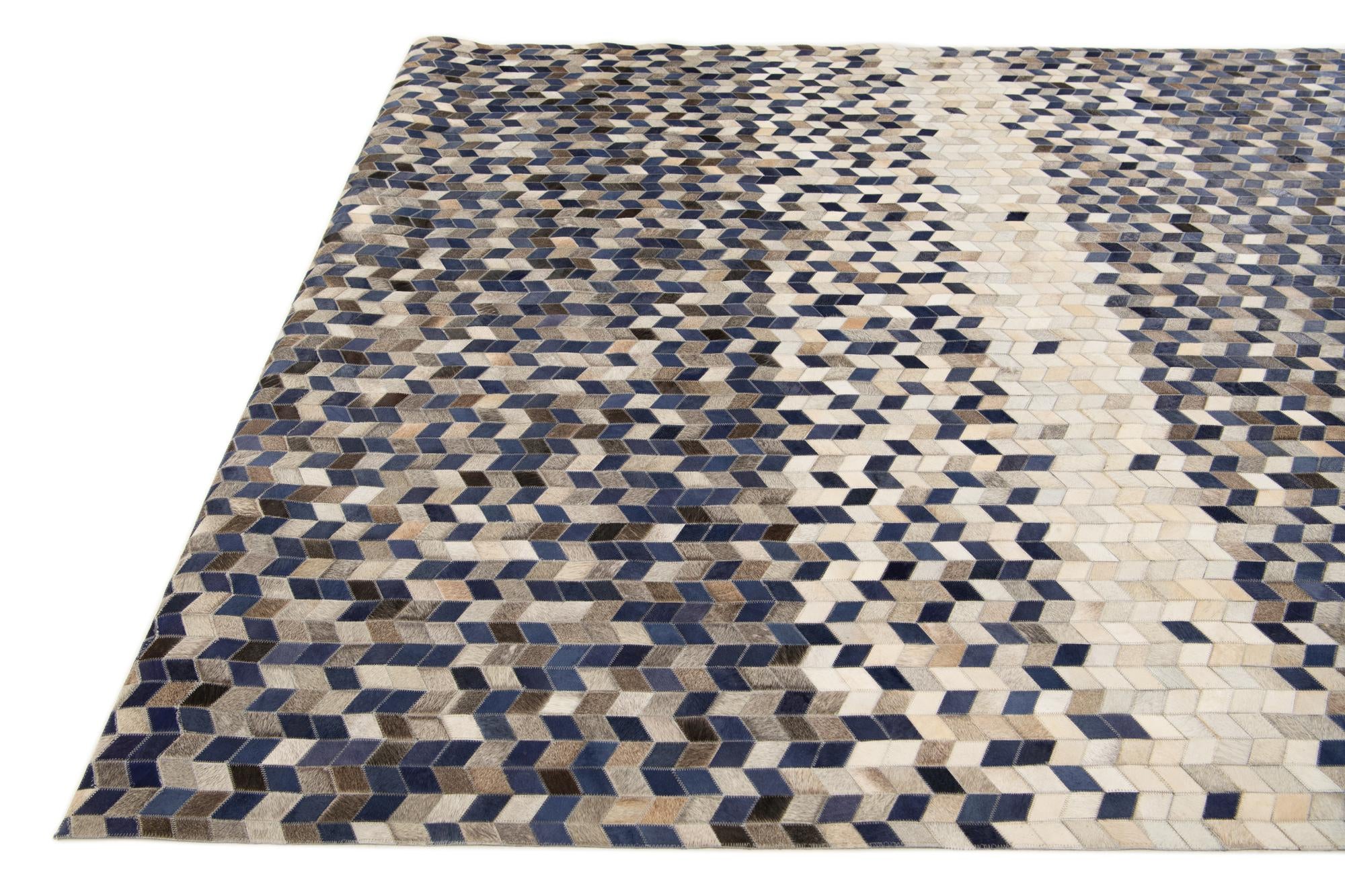 8' 1 x 9' 10 Cowhide Stocks Rug