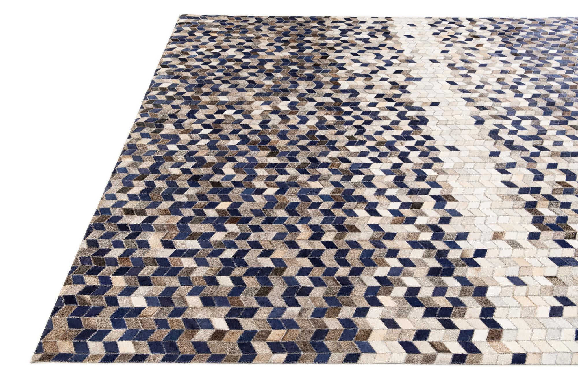 8' 1 x 10' Cowhide Stocks Rug