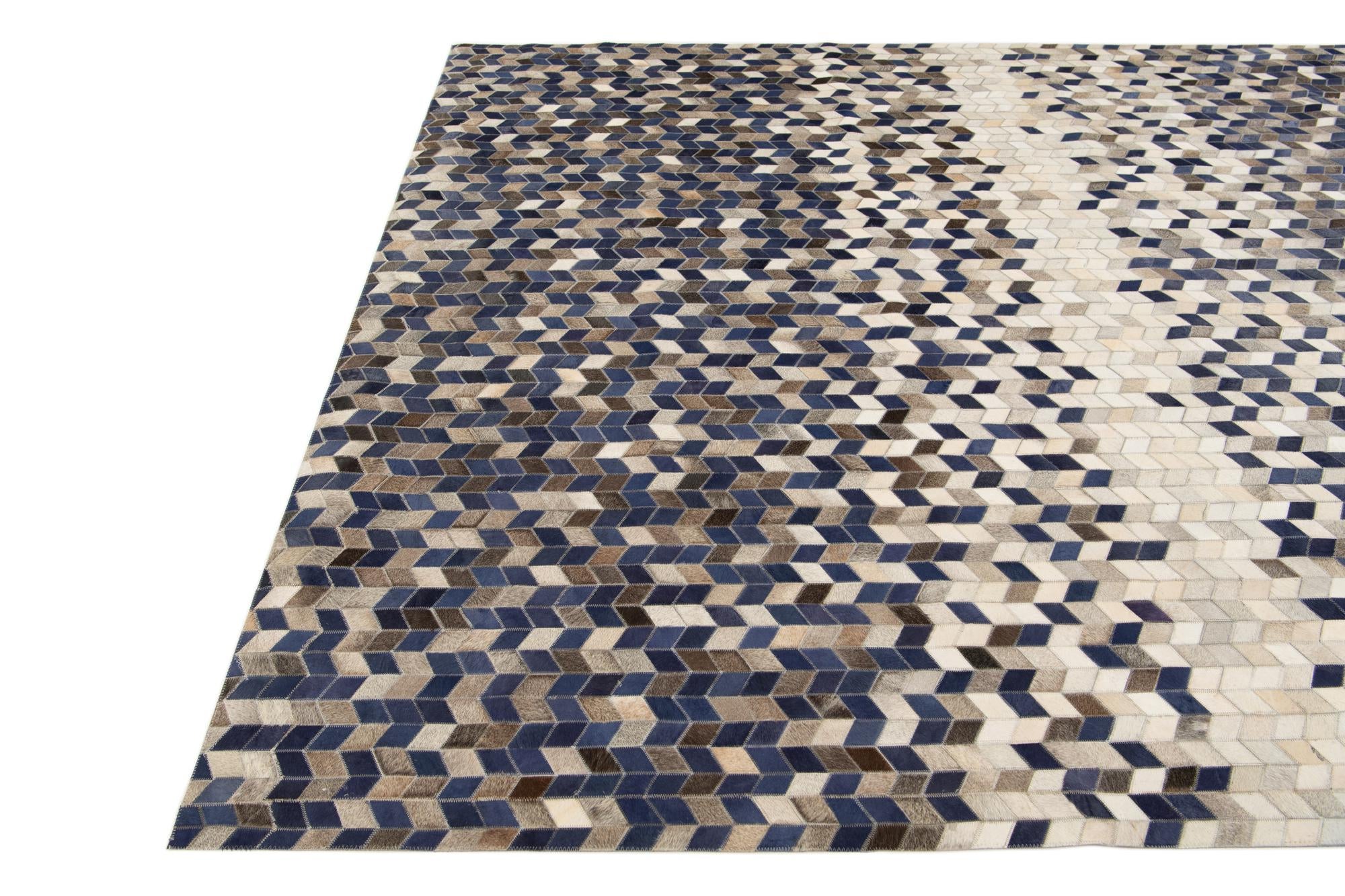 8' 1 x 9' 10 Cowhide Stocks Rug