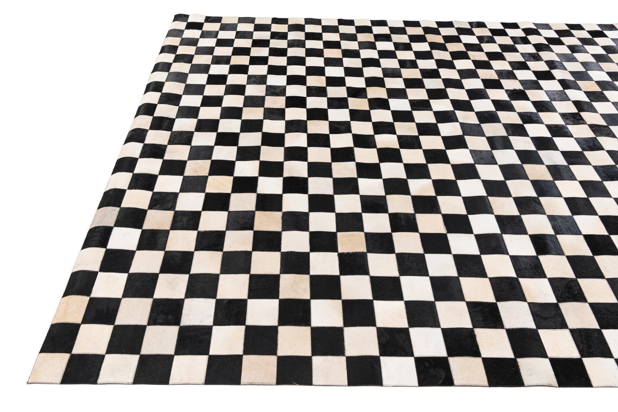 7' 11 x 9' 10 Cowhide Stocks Rug