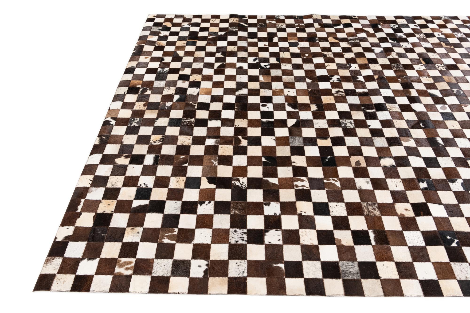 7' 11 x 9' 9 Cowhide Stocks Rug