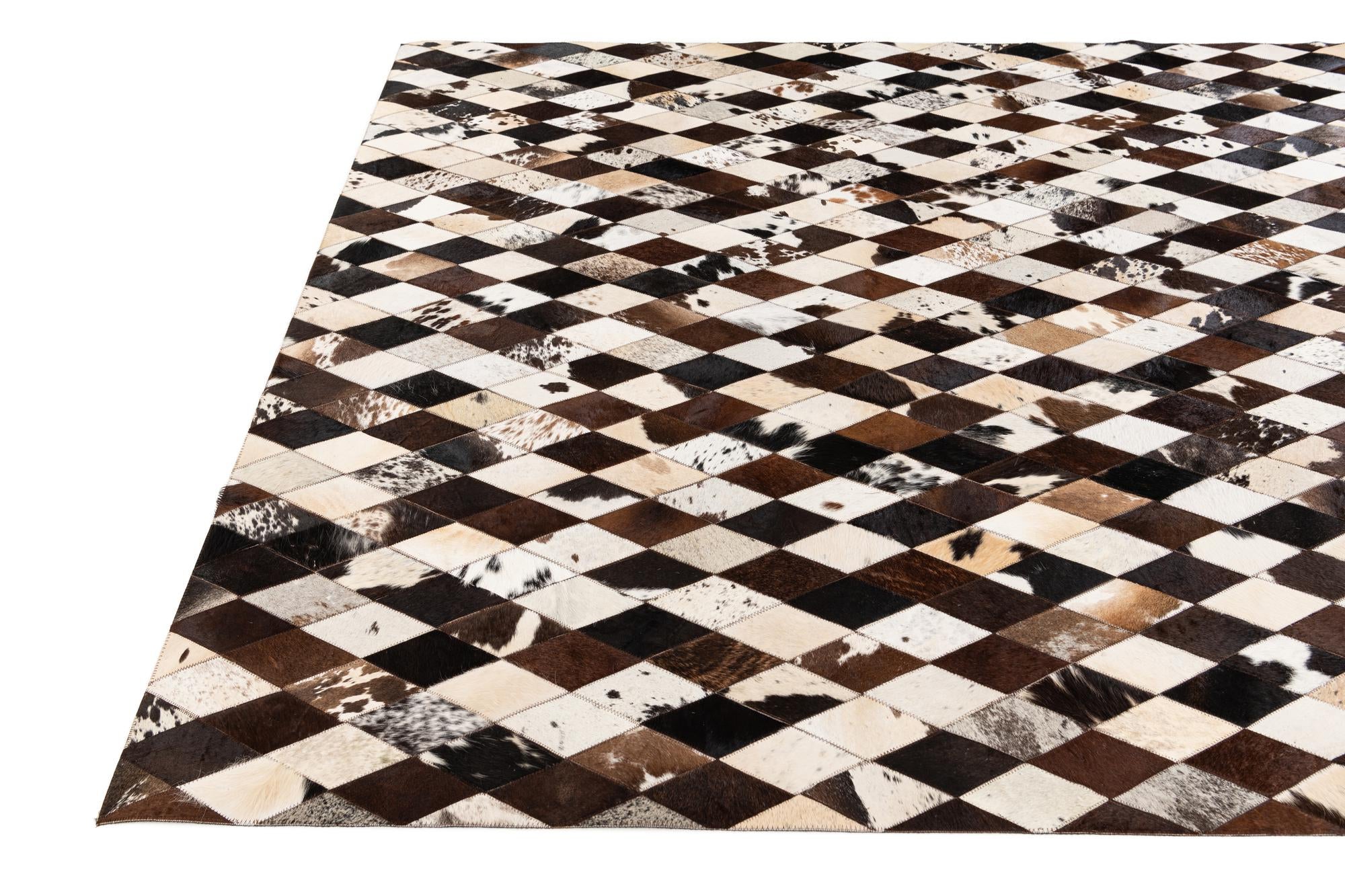 6' 7 x 9' 11 Cowhide Stocks Rug