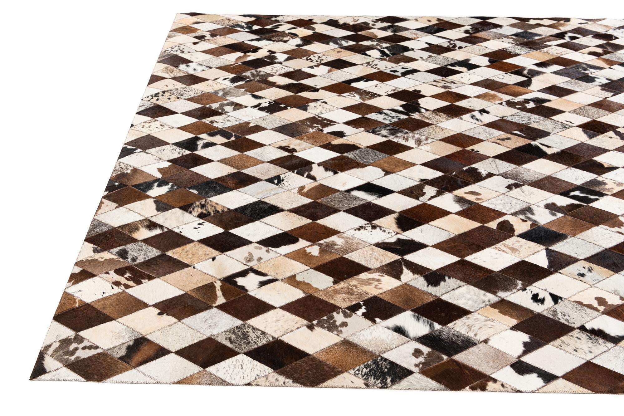 6' 7 x 9' 11 Cowhide Stocks Rug