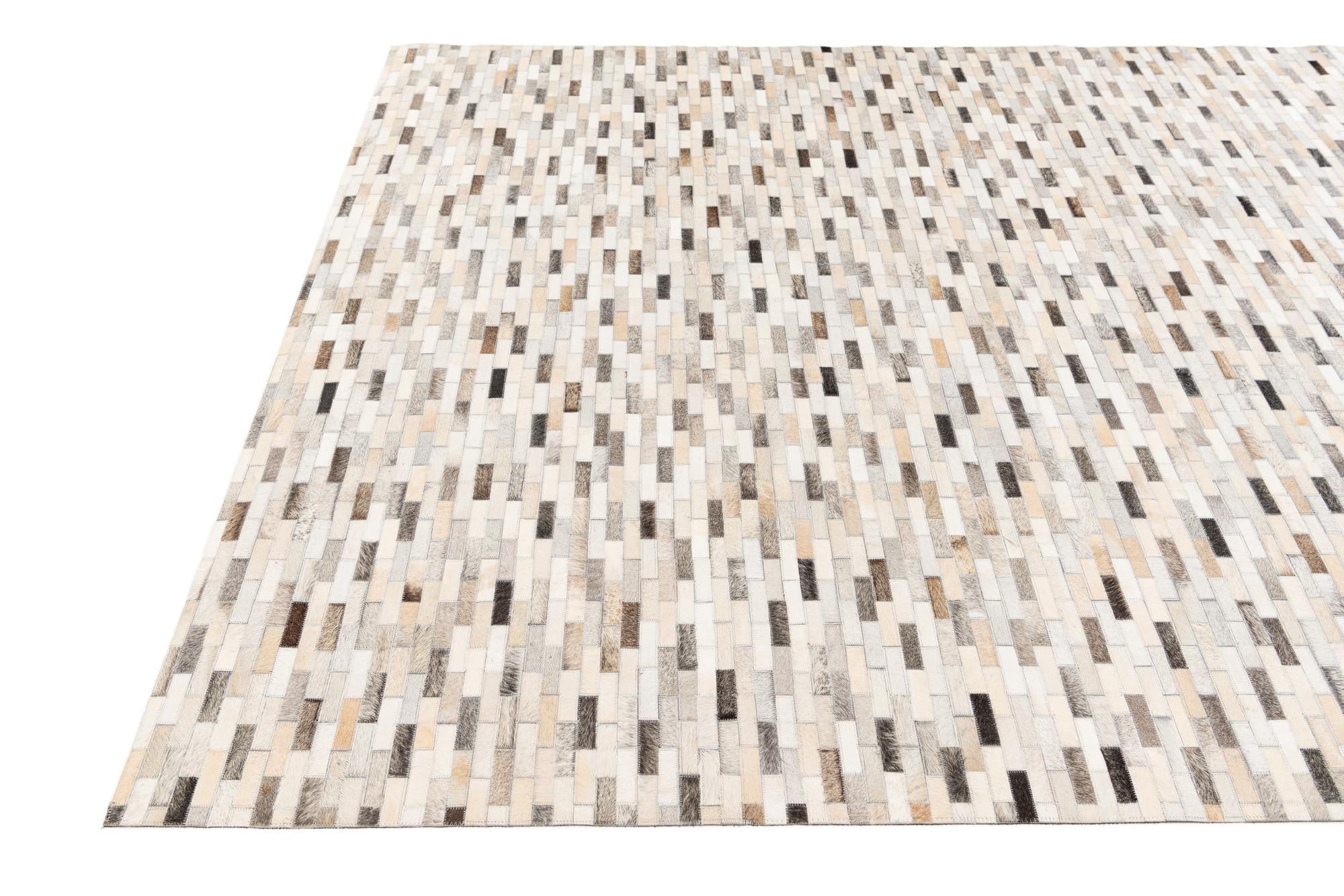 6' 8 x 10' Cowhide Stocks Rug