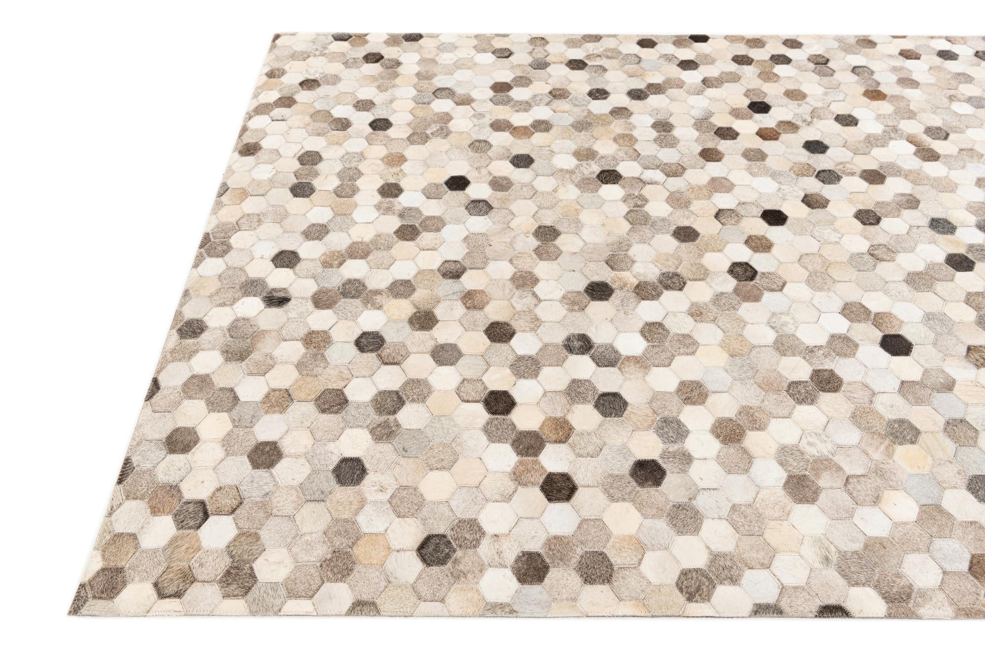 5' 1 x 8' Cowhide Stocks Rug