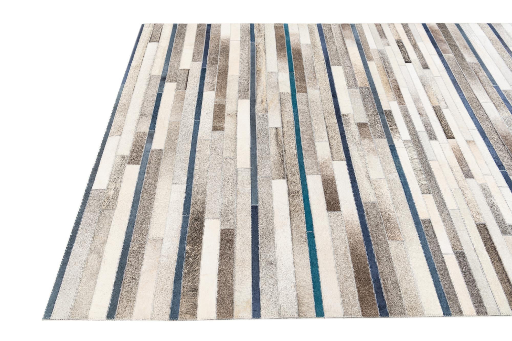 5' x 7' 10 Cowhide Stocks Rug