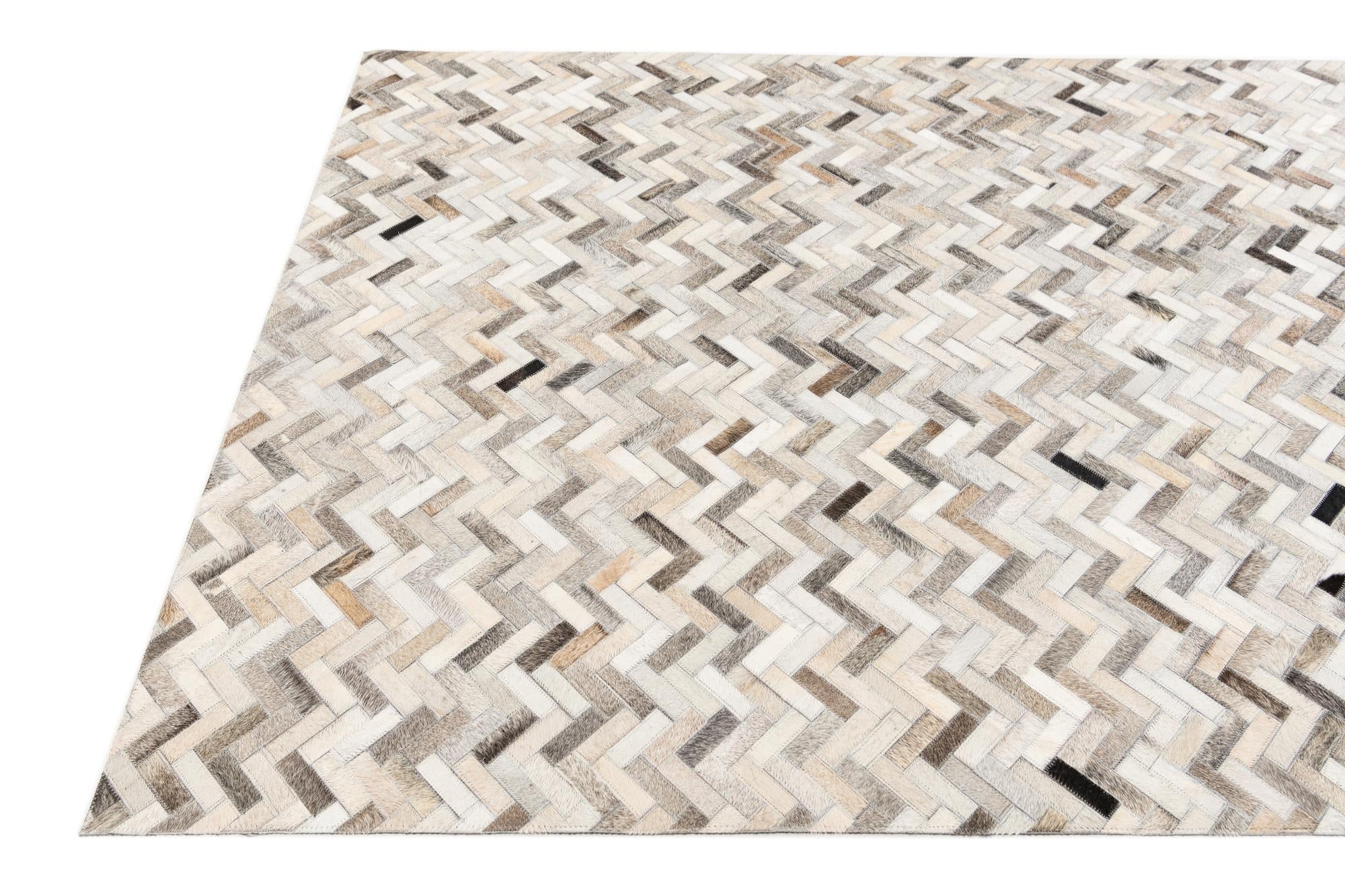 5' x 7' 11 Cowhide Stocks Rug