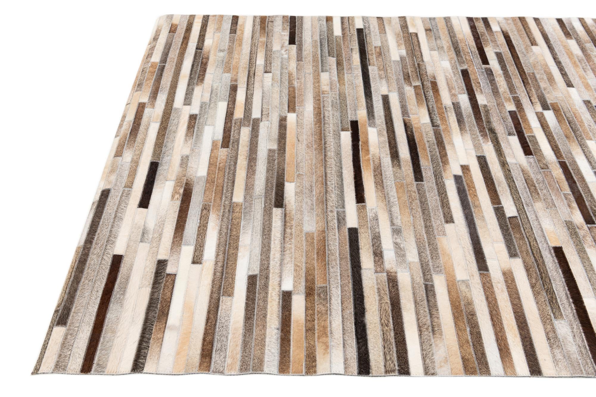 5' 1 x 8' Cowhide Stocks Rug