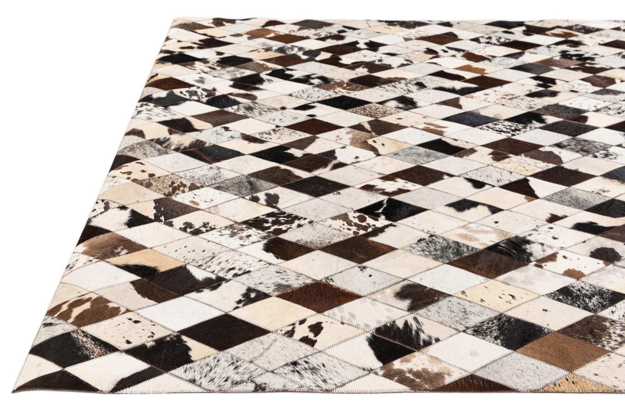 5' 7 x 8' Cowhide Stocks Rug