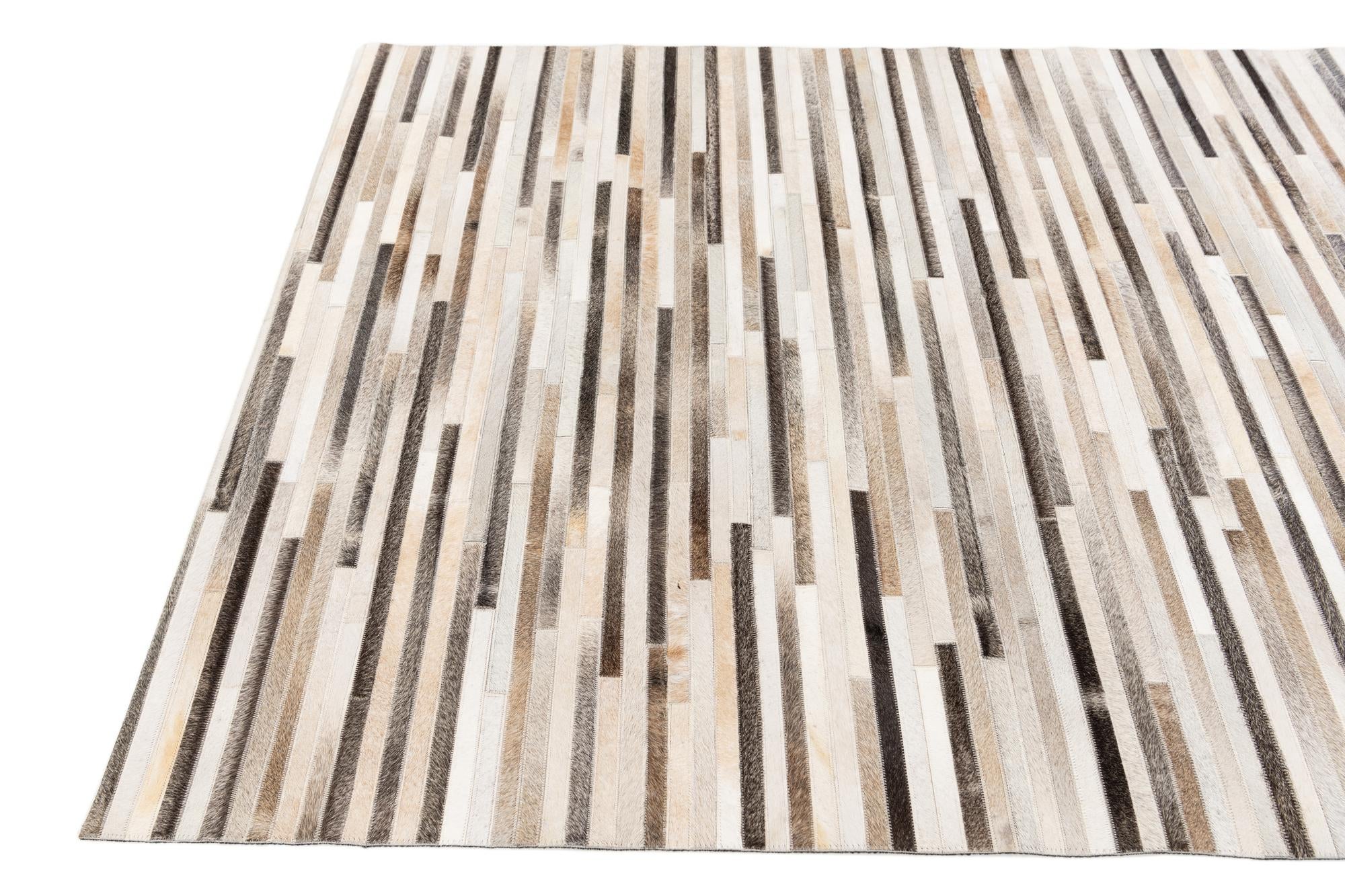 5' 1 x 8' Cowhide Stocks Rug