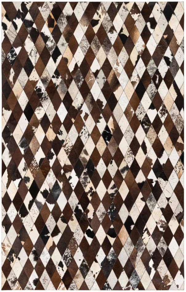 Detail image of 5' 2 x 8' 1 Cowhide Stocks Rug