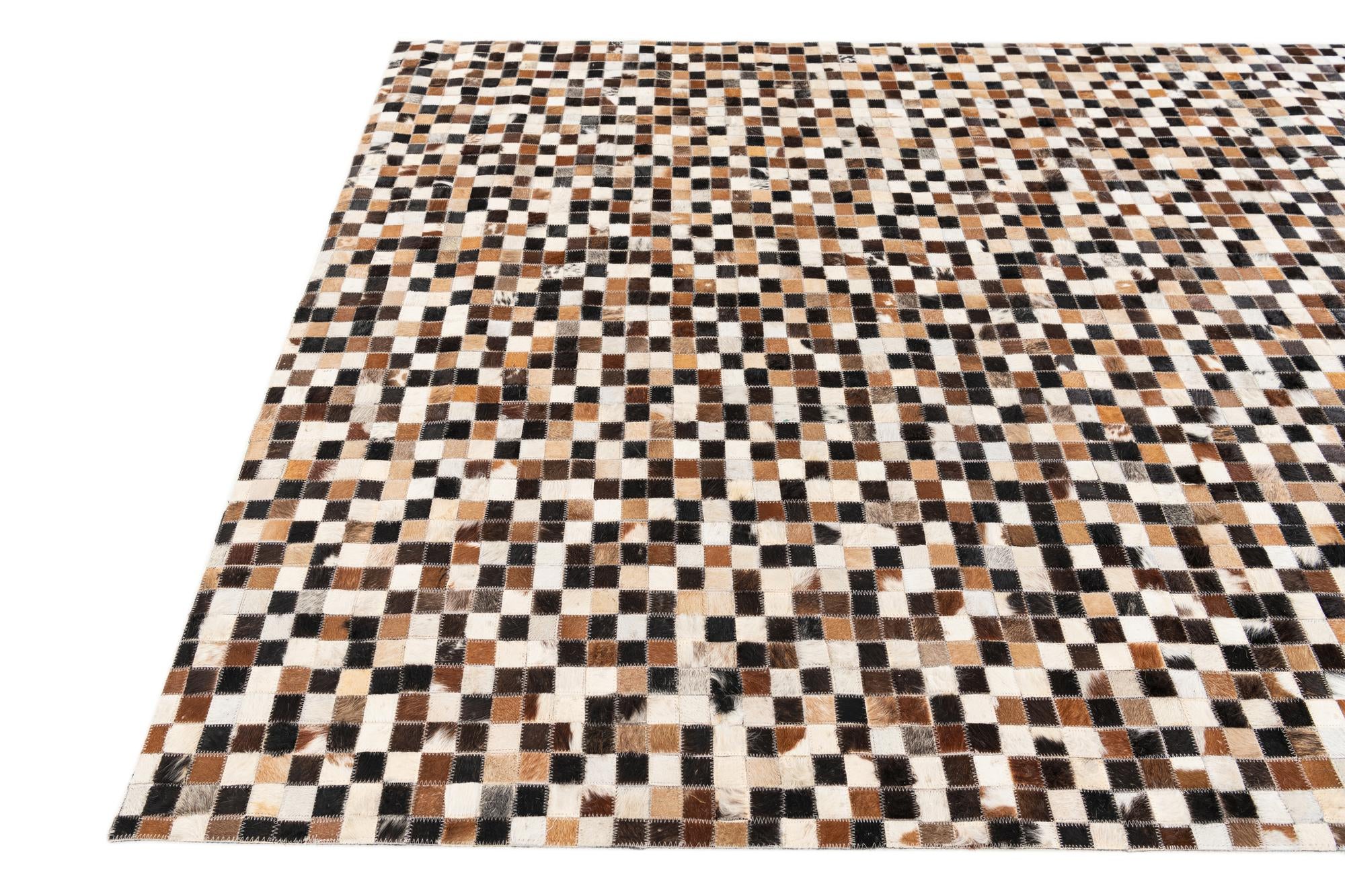5' 3 x 7' 7 Cowhide Stocks Rug