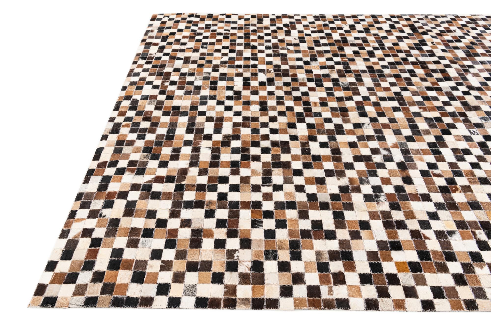 5' 3 x 7' 7 Cowhide Stocks Rug