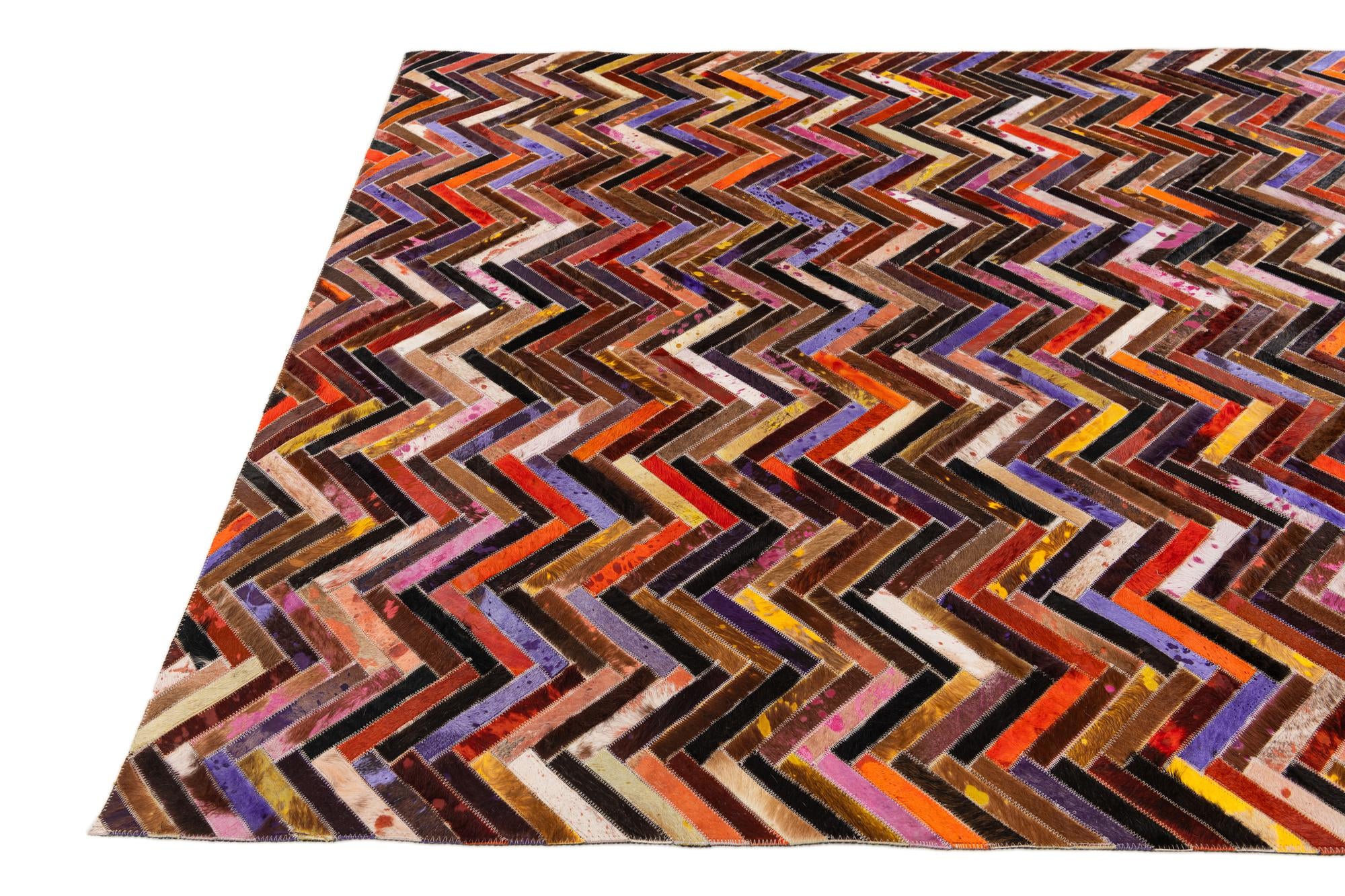 5' 5 x 7' 7 Cowhide Stocks Rug