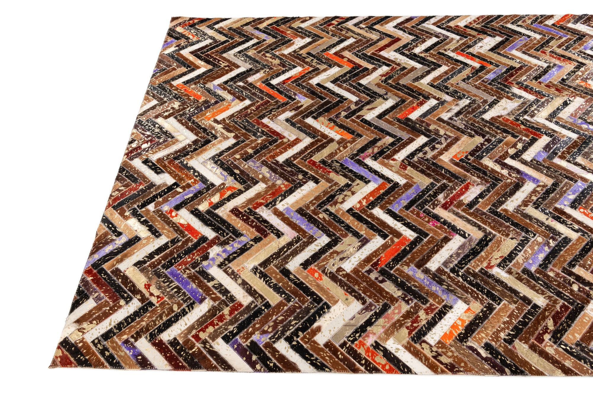 5' x 7' 8 Cowhide Stocks Rug