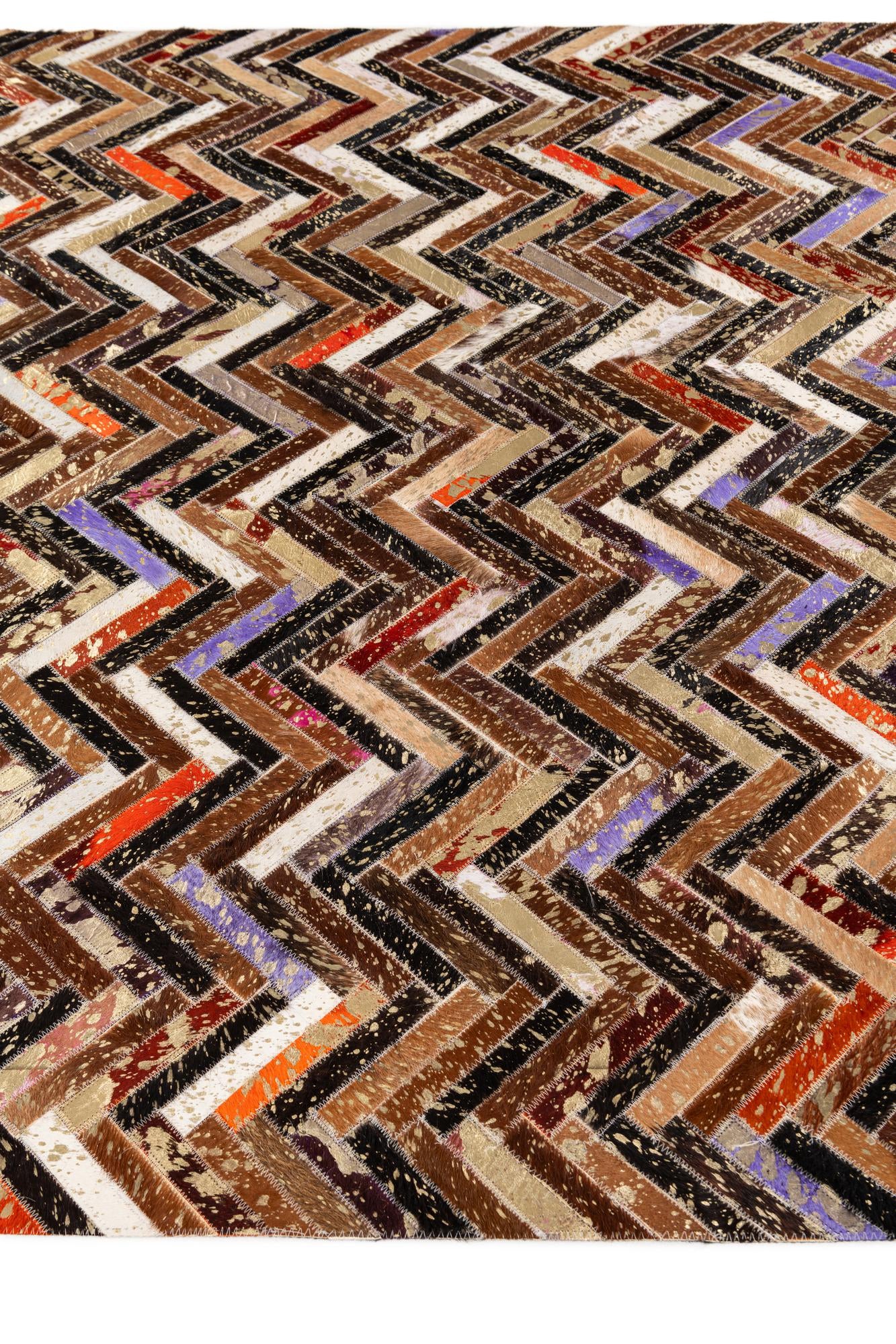 5' x 7' 8 Cowhide Stocks Rug