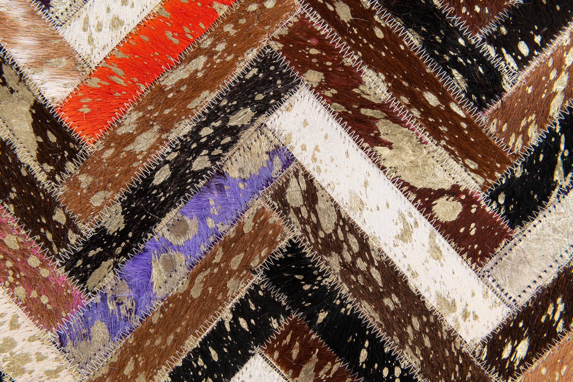 5' x 7' 8 Cowhide Stocks Rug