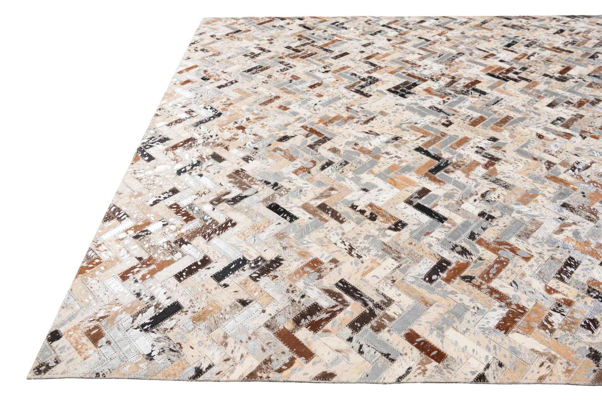 5' 2 x 7' 7 Cowhide Stocks Rug