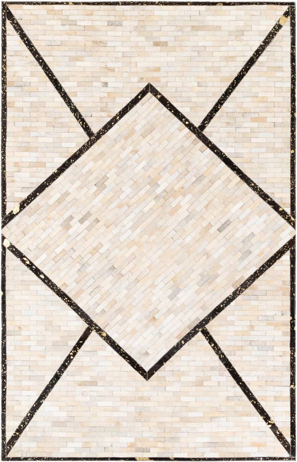 Detail image of 5' 1 x 8' 1 Cowhide Stocks Rug